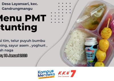 Pemberian Makanan Tambahan (PMT)  Hari ke-3 Kepada Anak Dengan Kondisi Stunting/Kekurangan Gizi di Desa Layansari